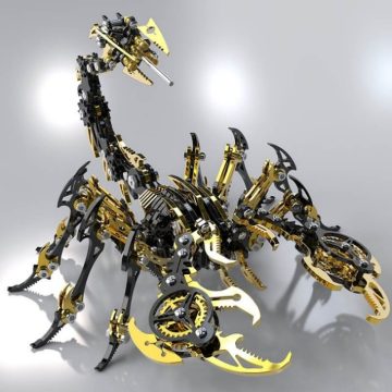 3D Black Gold Mechanical Scorpion Model Kit