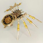 MetalDance (Metal Dance) Steampunk 3D Metal Spider Clock (6)