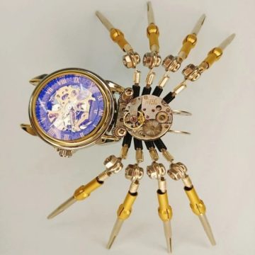 Steampunk 3D Metal Spider Clock