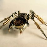MetalDance (Metal Dance) Steampunk 3D Metal Spider Clock (6)