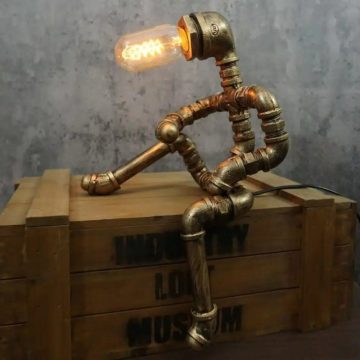 Steampunk Lazy Pipe Robot Table Lamp