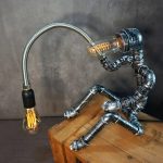 MetalDance (Metal Dance) Steampunk Pipe Fisherman Robot Table Lamp (5)