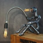 MetalDance (Metal Dance) Steampunk Pipe Fisherman Robot Table Lamp (5)