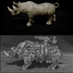 MetalDance (Metal Dance) Steampunk Rhino 3D Metal Model Kit (9)