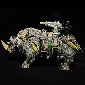Steampunk Rhino 3D Metal Model Kit