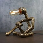 MetalDance (Metal Dance) Thinking Pose Steampunk Pipe Robot Desk Lamp (2)