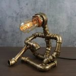 MetalDance (Metal Dance) Thinking Pose Steampunk Pipe Robot Desk Lamp (2)