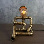 MetalDance (Metal Dance) Thinking Pose Steampunk Pipe Robot Desk Lamp (2)