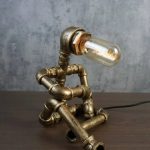MetalDance (Metal Dance) Thinking Pose Steampunk Pipe Robot Desk Lamp (2)